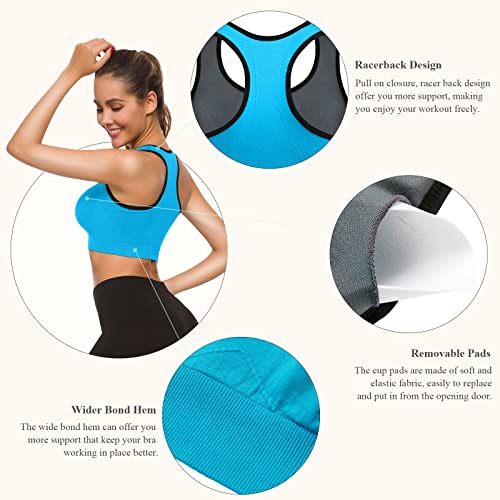 Tobwizu Racerback Sports Bras For Women Plus Size Seamless Activewear Bras Padded Workout Gym Sleep Everyday Bra Pack Of 3 #TOP5