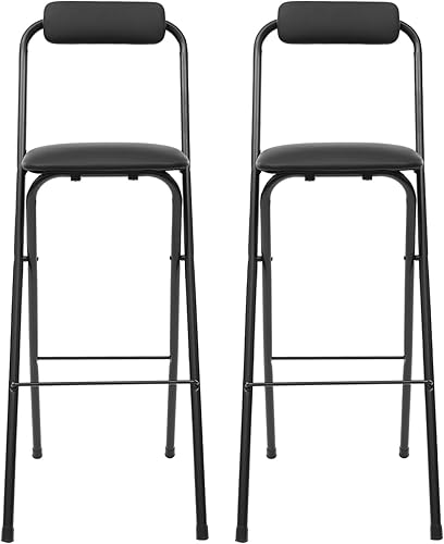 2Pcs Folding Bar Stool with Back, 29.5'' Seat Height, 275lb Capacity, Tall Foldable Stool Chair, Bar Counter Height Stools, High Collapsible Stools