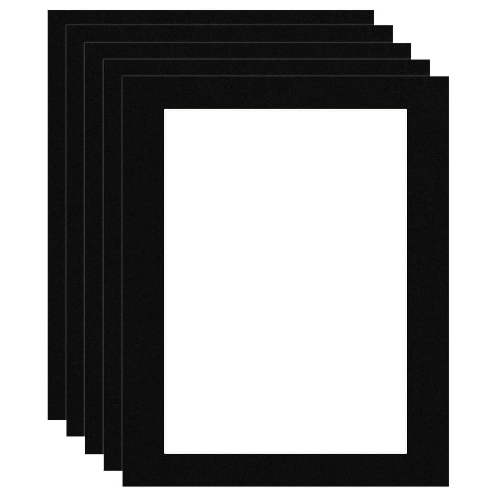 Procut Global 20x16" Black Picture Mounts Board to Fit A3 Aperture Size - Photo Mount Card Ideal for Prints, Artwork, Crafts & Certificates - Sizes & Colors Available - Pack of 5