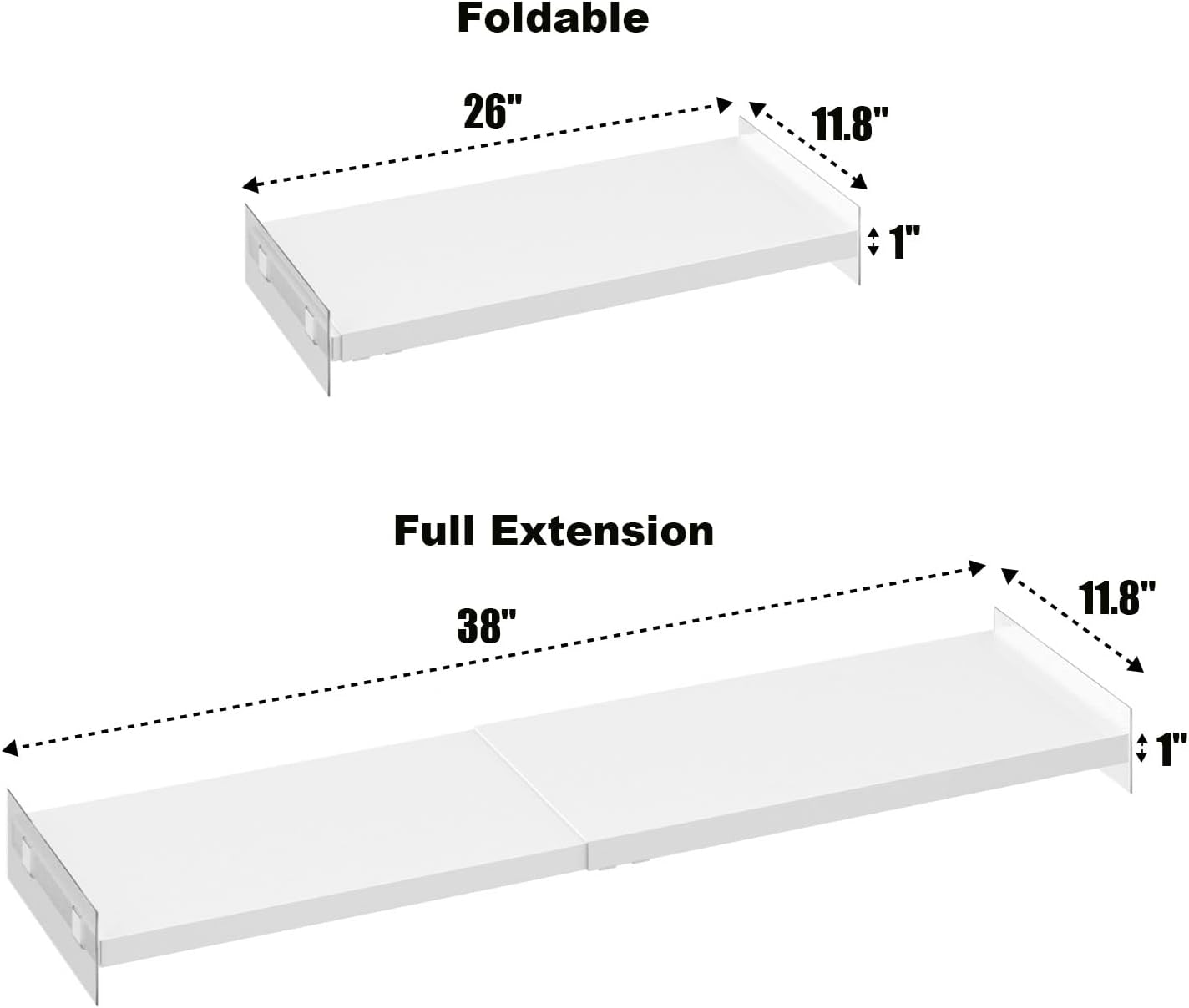 26-38in Expandable Shelf,Tension Shelves for Closet,Expandable Shelf for Cabinet Cabinet Pantry, 11.8" D,1pack