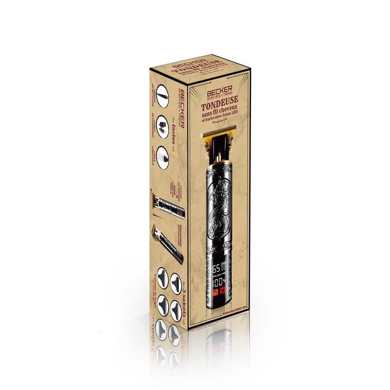 Tondeuse Sans Fil Pour Cheveux Et Barbe Avec Ecran Led Noire Modele Dragon De Becker