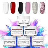 ღ Das Paket enthält: 6 verschiedene Farben von Dippong-Pulver. Reine Farben oder Glitzer, immer eine Farbe für Sie.