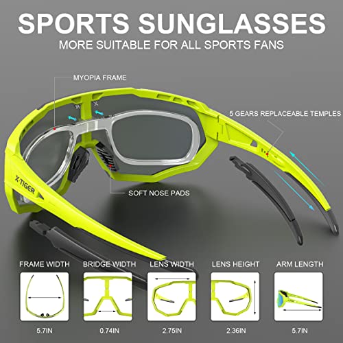 X-Tiger Polarized Sports Sunglasses With 5 Interchangeable Lenses,Mens Womens Cycling Bike Glasses,Baseball Running Fishing Golf Driving Sunglasses #TOP3