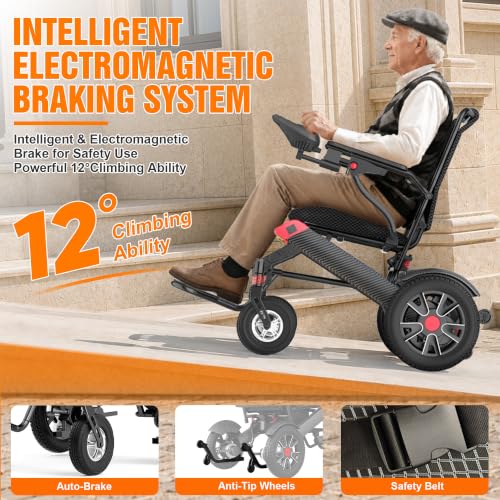 Image of BIQISSI Electric Wheelchair for Adults, 20.3 inch Wide Seat, Red, 12MI | 500W Power, 350LBS Capacity Motorized Wheelchair, All Terrain Power Wheelchair for Outdoor, Airline Approval
