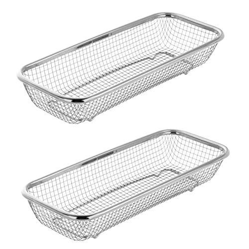 BYEGOU Kitchen Drawer Organizer, Stainless Steel Storage Container Metal Cabinet Storage Basket for Holding Silverware Kitchen Utensil, Pack of 2