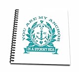 3dRose, nautisches Design mit Anker, mehrfarbig, 30,5 x 30,5 cm