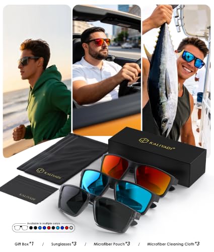 Image of KALIYADI Sports Mens-Sunglasses Women Polarized-Sunglasses-Men: Sun Glasses with UV400 for Driving Running Cycling