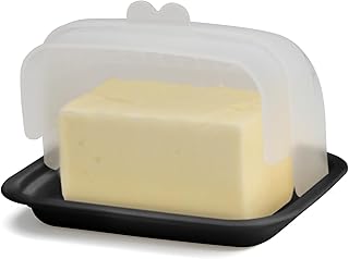 Signoraware Extra Large Butter Dish with Flip Top Lid Wide Butter Keeper Holds 2 Sticks, East Coast, West Coast, European Style, Kerrygold Butter Cream Cheese Plastic Butter Holder/Container with Lid