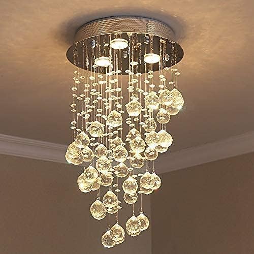 Staircase Chandelier, Ceiling Light Raindrop Crystal Light, Flush Mount Ceiling Light, H24" x W14" Modern Pendent Light Ceiling Lighting Fixture for Bedroom, Hallway, Bar, Kitchen, Bathroom Warm Light