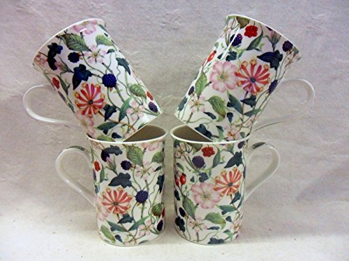 Set of 4 China 10oz Mugs in Hedgerow Design