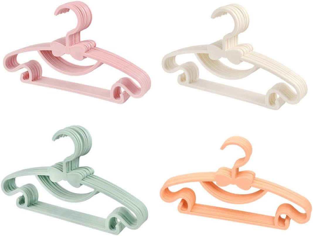 100 Pcs Thickened Plastic Clothes Hangers with Bowknot, Plastic Laundry Hangers and Clothes Drying, Random Colors Set for Nursery and Closet Organization