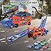 Dinosaur Truck Toys for Kids 3-5 - Transporter Carrier Truck with 6 Die-Cast Cars Toys, 3 in 1 Truck with 2 Foldable Race Tracks, Christmas Birthday Gifts Toys for 3 4 5 6 Years Old Boys(Blaze Red)