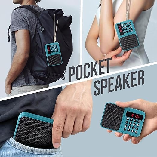 Image of M7 Pocket Blast FM Radio with Bluetooth Speaker with Powerful Sound, 6w-12 Hours (Tupe C Charging) and Number Pad (AUX, SD Card, USB Input (AUX, SD Card, USB Input) (M-7 Blue)