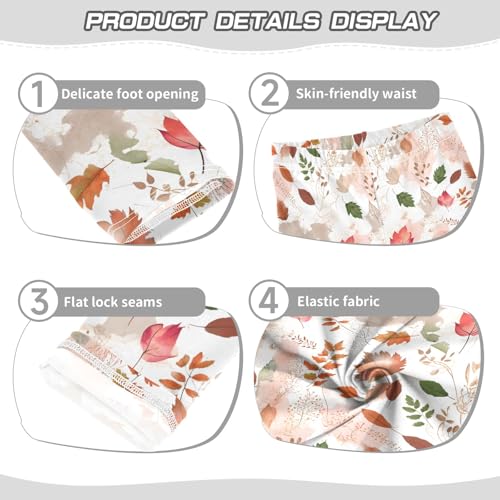 senya Girls Printed Leggings Yoga Pants Watercolor Maple Leaf Pattern for Kids in 4t to 10 Years, 4T3