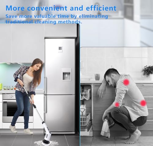 Image of Electric Spin Scrubber - Cordless Cleaning Brush, Shower Cleaning Brush with 9 Brush Heads, 400RPM, 90Mins Work Time, 3 Adjustable Size, 2 Speeds for Bathroom Shower Window Car
