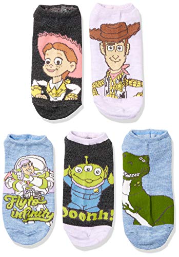 TOY STORY womens Toy Story 5 Pack No Show Casual Sock, Assorted Multi, 9 11 US