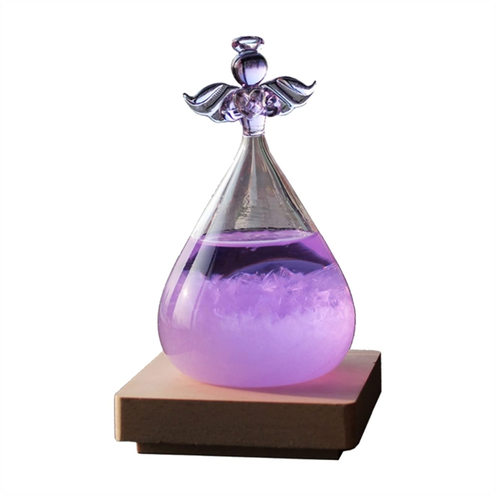 Kristall Angel Sturm Glas Wettervorhersage Holz Basisflasche Wetter Barometer Wohnkultur Ornament (Color : Pink)