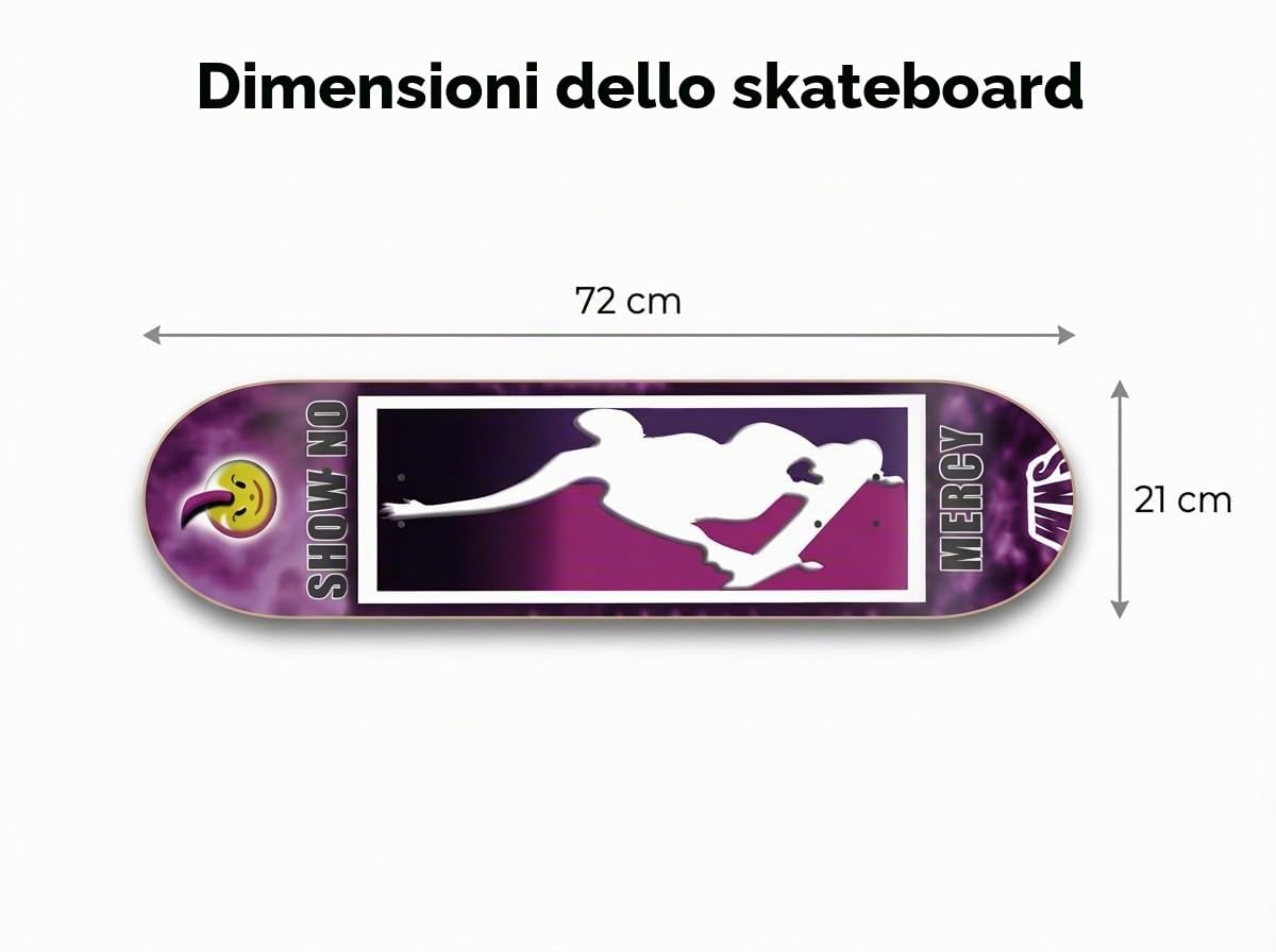 Skateboard professionale per adulti, ragazzi, bambini, adolescenti, principianti, Grande 78x20 cm 7 strati legno in acero canadese Tavola Double Kick Board concavo trick Skateboard Colorato