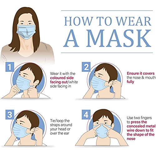 Image of MEELANA Non Woven Fabric 3 Ply Disposable Surgical Mask for Men Women with adjustable nose pin Reusable (Pack of 100) Breathable Masks