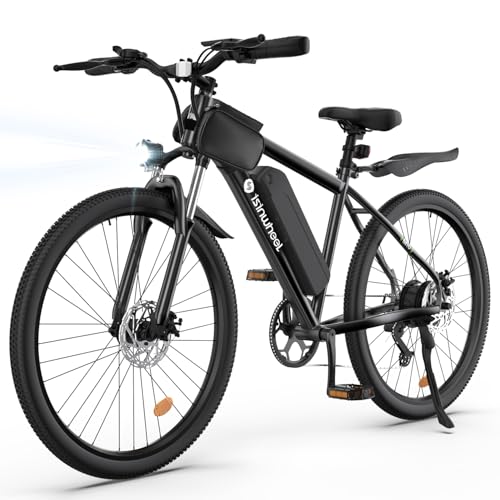 isinwheel M10S Electric Bike for Adults, 561WH Removable Battery Mountain Ebike with Mudguards, 32KM/H Max 112KM PAS Range, 26" Tire Electric Bicycles Front Suspensions Disc Brake Black M10S