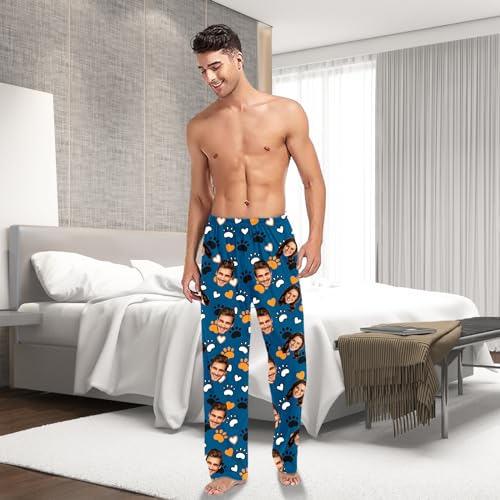 Custom Pajama Bottoms for Men Women,Customized Face Photo Sleepwear Pants,Personalized Christmas Pj Trousers Gifts2