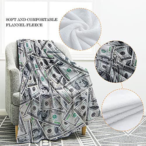 Jekeno Money Blanket 100 Dollar Bills Pattern Print Gifts for Dad Women Kids Girls Birthday Father's Day Home Bedroom Living Room Decor Soft Cozy Lightweight Plush Throw Blankets 50"x60"