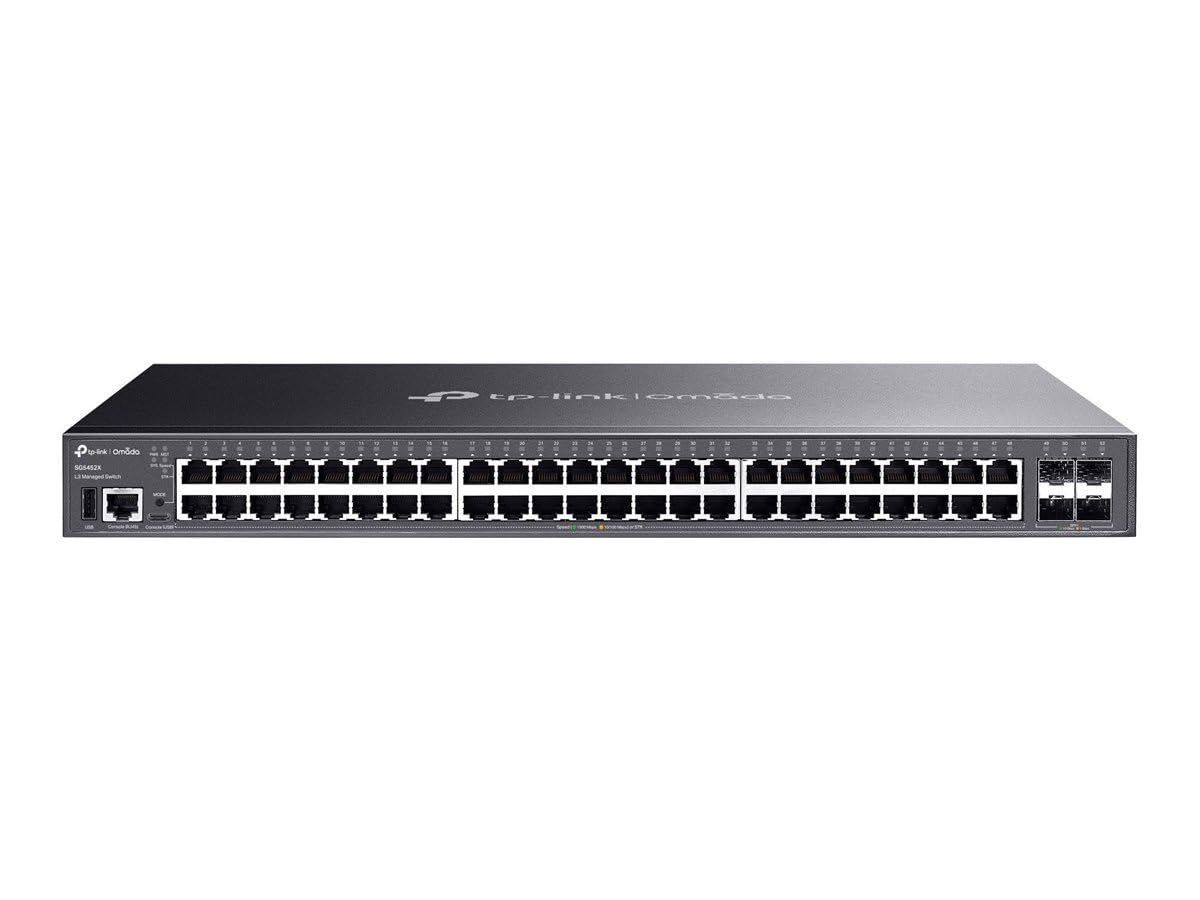 TP-Link Omada Sg5452x[un] Switch Di Rete Gestito L3 Gigabit Ethernet [10/100/1000] Nero (48-Port 1g Managed Switch - With 4 10g Slots Stackable Lite)