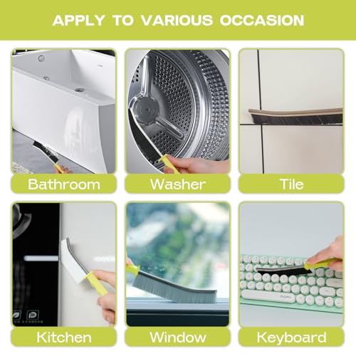 Image of Crevice Cleaning Brush for Home Kitchen Bathroom, PBT Hard Bristle Crevice Brushes for Gaps, and Corners, Toilet, Sink, Window, and Household Cleaning (2Pcs Black+1White)