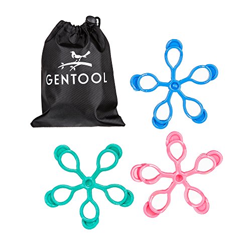 Gentool Finger Resistance Bands Hand Stretcher Grip Fidget Strengthener Therapy Trainer Extension Bands Improve Dexterity - Thermoplastic Rubber Set of 3 - Arthritis Guitar Carpal Tunnel Exercise