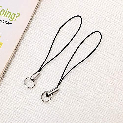 JIHUOO 100 Pieces Black Cell Phone Strap Lanyard Cellphone Charm Cords with Split Ring