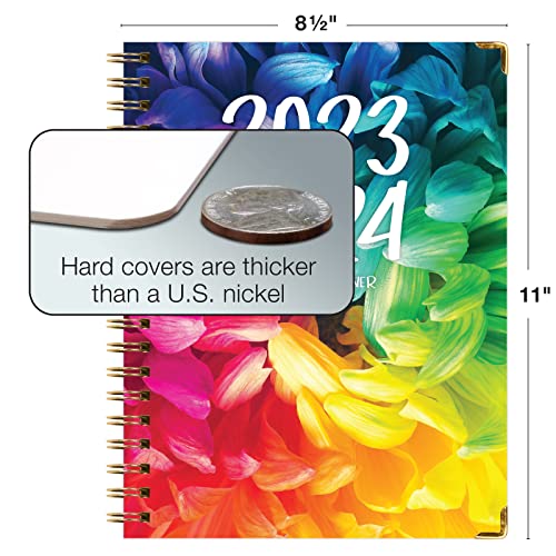 Hardcover Academic Year 2023-2024 Planner: (June 2023 Through July 2024) 8.5"X11" Daily Weekly Monthly Planner Yearly Agenda. Bookmark, Pocket Folder And Sticky Note Set (Rainbow Petals) #TOP3