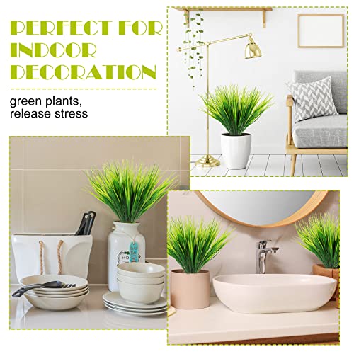 120 Bundles Artificial Grasses Outdoor Green Plastic Wheat Plants Green Fake Grass Bundle Faux Greenery Shrubs Faux Tall Grass Plant Decor For Spring Garden Porch Window Box Home Wedding Decoration #TOP1