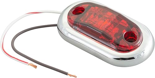 Grote 45002-5 Luz LED Ovalada de Marcador de Separación - 2.5", Lente Roja con Bisel Cromado (Empaque al Por Menor)