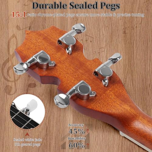 Mulucky 5 String Banjo Mini - 26 Inch Travel Banjo Sapele Body Closed Solid Back Beginner Kit With Gig Bag Picks Strings Strap - B806 - Image 3