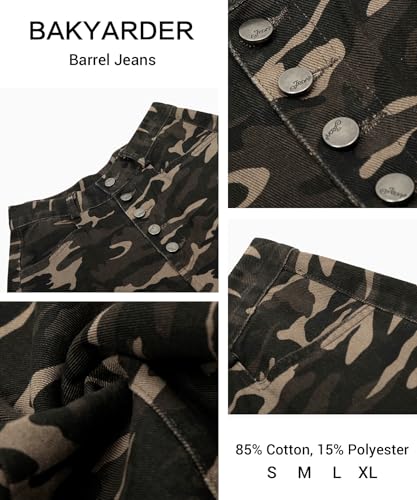 Vintage Button Fly Wide Leg Barrel Jeans Unisex Streetwear High Waisted3