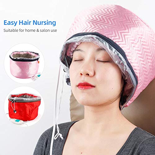 menolana Hair Care Cap, 110V Hair Heat Treatment Cap, Deep Conditioning Heat Cap, Thermal Treatment Caps for Hair Spa, Beauty Steamer Nourishing Hat - Red - Thumbnail 6