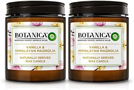 Botanica by AirWick Air Freshener Naturally Derived Wax Candle, MINT & PINK GRAPEFRUIT, Up to 40 Hours Burn Time