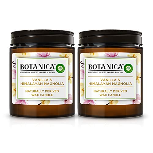 Botanica by AirWick Air Freshener Naturally Derived Wax Candle, VANILLA & HIMALAYA MAGNOLIA, Multipack of 2 x 40 hours, Up to 80 Hours Total Burn Time