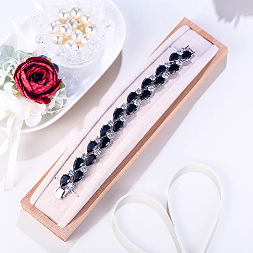 EVER FAITH Gorgeous Cubic Zirconia Birthstone Elegant Dual Layer Tear Drop Wedding Prom Tennis Bracelet for Women4