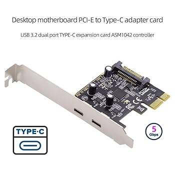 YEELIYA USB PCIE Card 5-Port (3X USB C,2X USB 3.0-A) PCI Express Expansion Card Desktop PC Internal USB Hub For Windows 10/8/7 And MAC OS 10.8.2 Above