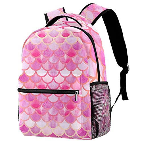 Sac à dos de voyage aquarelle sirène rose avec porte-bouteille