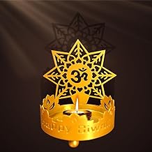 Hying Diwali Candle Statue OM Lotus Lamps Deepawali Traditional Tea Light Candle Holder Stand Festival of Lights Shadow Diya for Indian Diwali Decorations Housewarming Gift Items