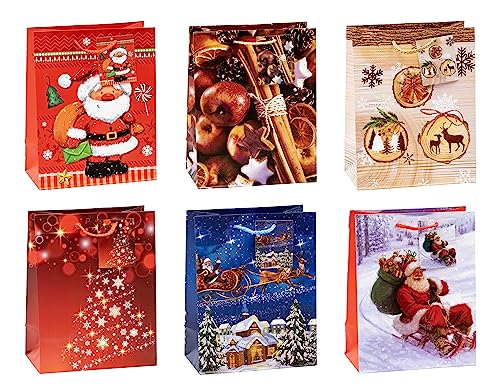 TSI 84017 Gift Bags Christmas No 7, Pack of 12, Size: Medium (7 x 4 x 9 inch)