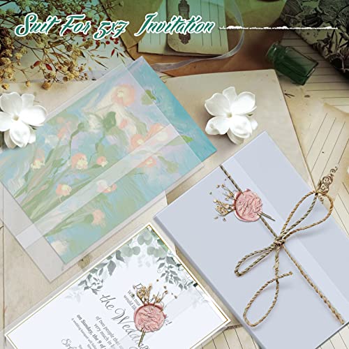 50 Pack Vellum Jackets For 5X7 Invitations, Vellum Paper 5X7 Invitations, Pre-Folded Translucent Vellum Wrap Jacket, Vellum Paper Wraps For Wedding Invitations Baby Shower Birthday Invitation Paper #TOP2