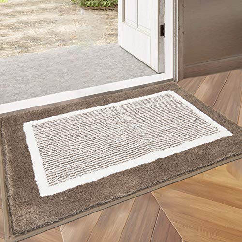 HEBE Indoor Doormat 24 x 36 , Front Door Rug Absorbent Machine Washable Inside Door Mat, Non Slip Low-Profile Entrance Rug for Entry, Patio, Coffee