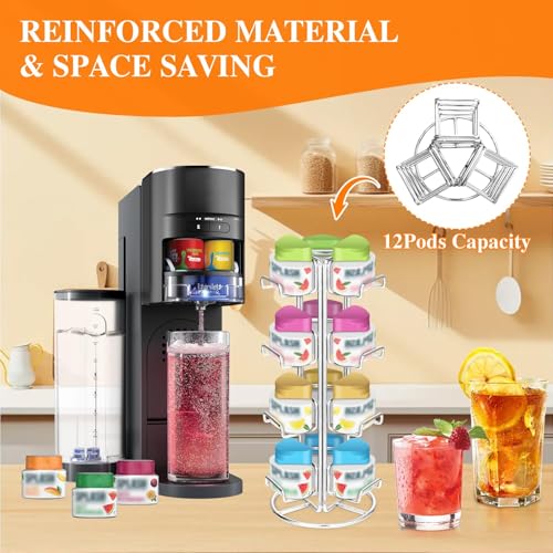 12 Flavor Pod Holder for Ninja Thirsti Pods，Pod Holder for Ninja Thirsty, Pod Organizer for Ninja Thirsti Sparkling Water Drink System WC1000 WC1001 Soda Maker- Chrome Coated Water Drops Organizer - Thumbnail 3