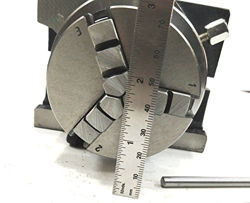 3" Inches /80 Mm Rotary Table & 65 Mm 3 Jaws Self Centering Chuck+ Steel Back Plate+ 3X M6 T-Nuts Bolts-Metalworking, Engineering Indexing Milling Kit #TOP2