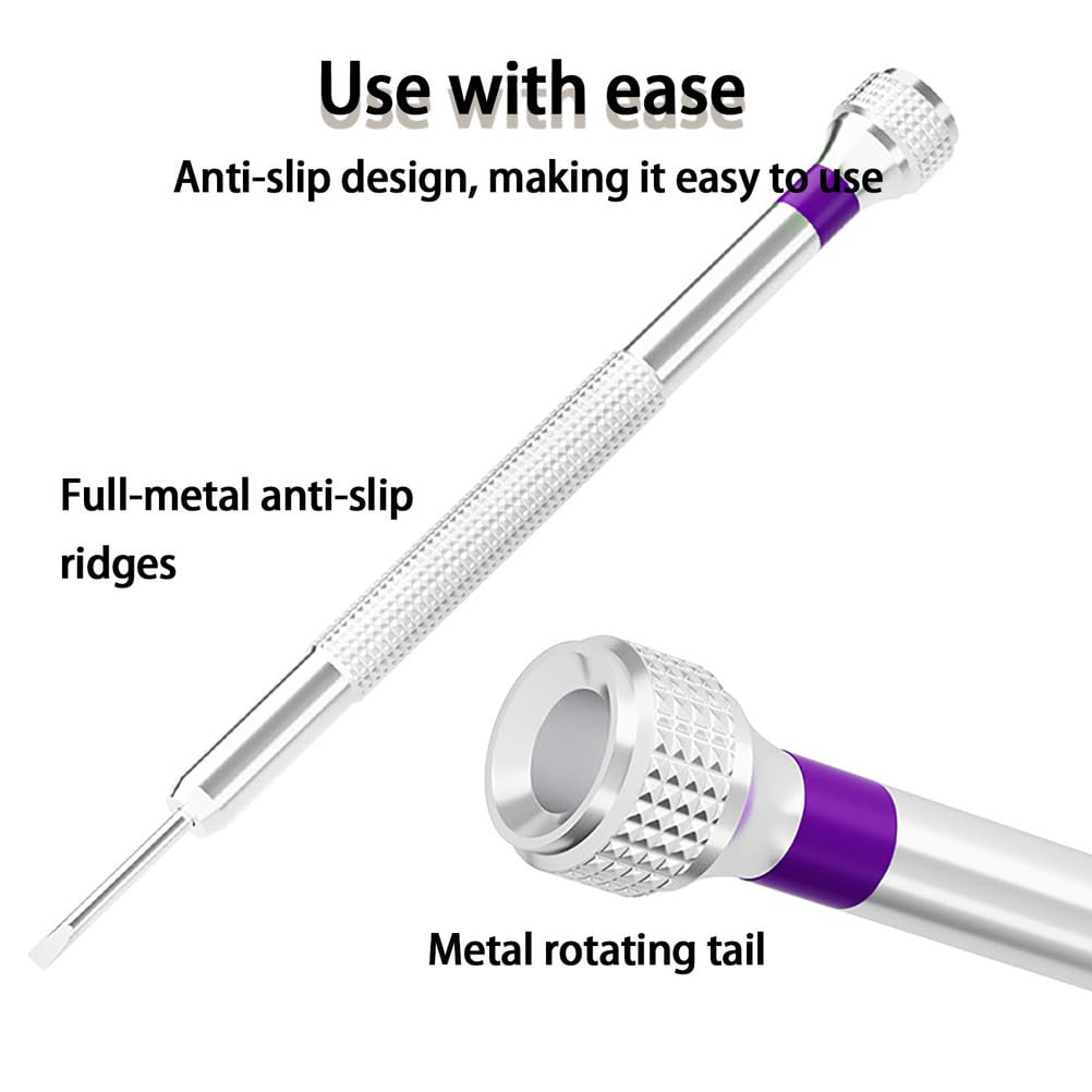 Kit de destornilladores profesionales, herramientas de precisión para reparación de relojes, joyas y gafas, incluye hoja plana y destornilladores ranurados, 0.8mm-2.0mm