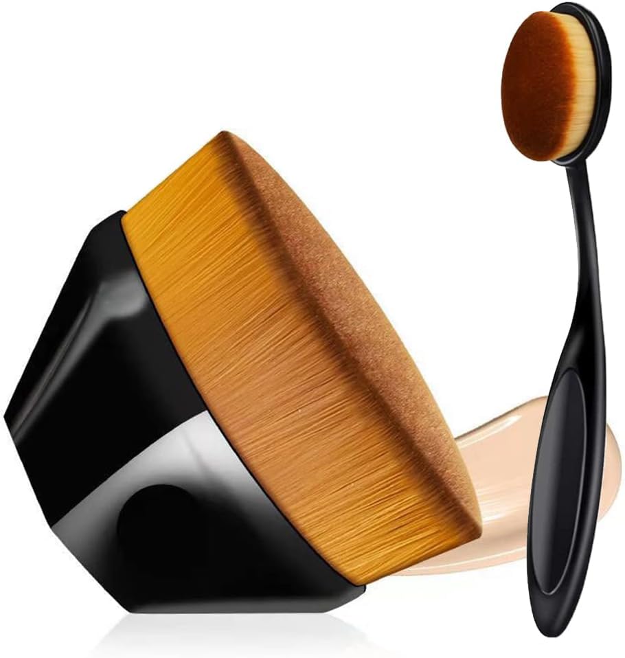2 Pcs Liquid Makeup Brush Foundation Brush Face Brush Blending Brush for Blending Liquid Cream Flawless Powder Cosmetics- Buffing Blending Face Brush-image-20