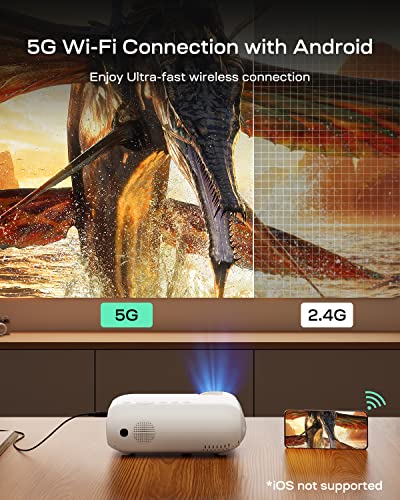 4K Projector With Wifi And Bluetooth - 450 Ansi Lumen Portable Smart Projector, Native 1080P Phone Projector With Built-In Netflix/Prime Video/Youtube, Yoton Y9 Home Movie Projector #TOP6